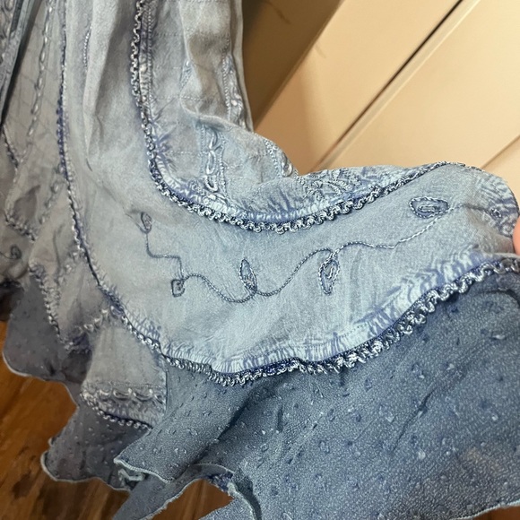 Coline S Viscose embroidered bucket dress Argent Silver Blue Stone Washed Corset - Picture 6 of 10